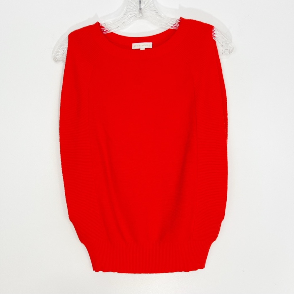 Ann Mashburn Orange/Red Knit Sweater Sleeveless Round Shape Size XS